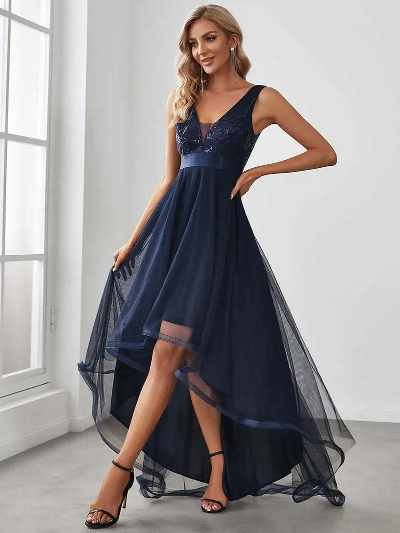 Knee-Length 2024 New Short Evening Dress Fashion Sleeveless Robe De Soiree Short Front Long Back Prom Dresses Elegant Vestidos C