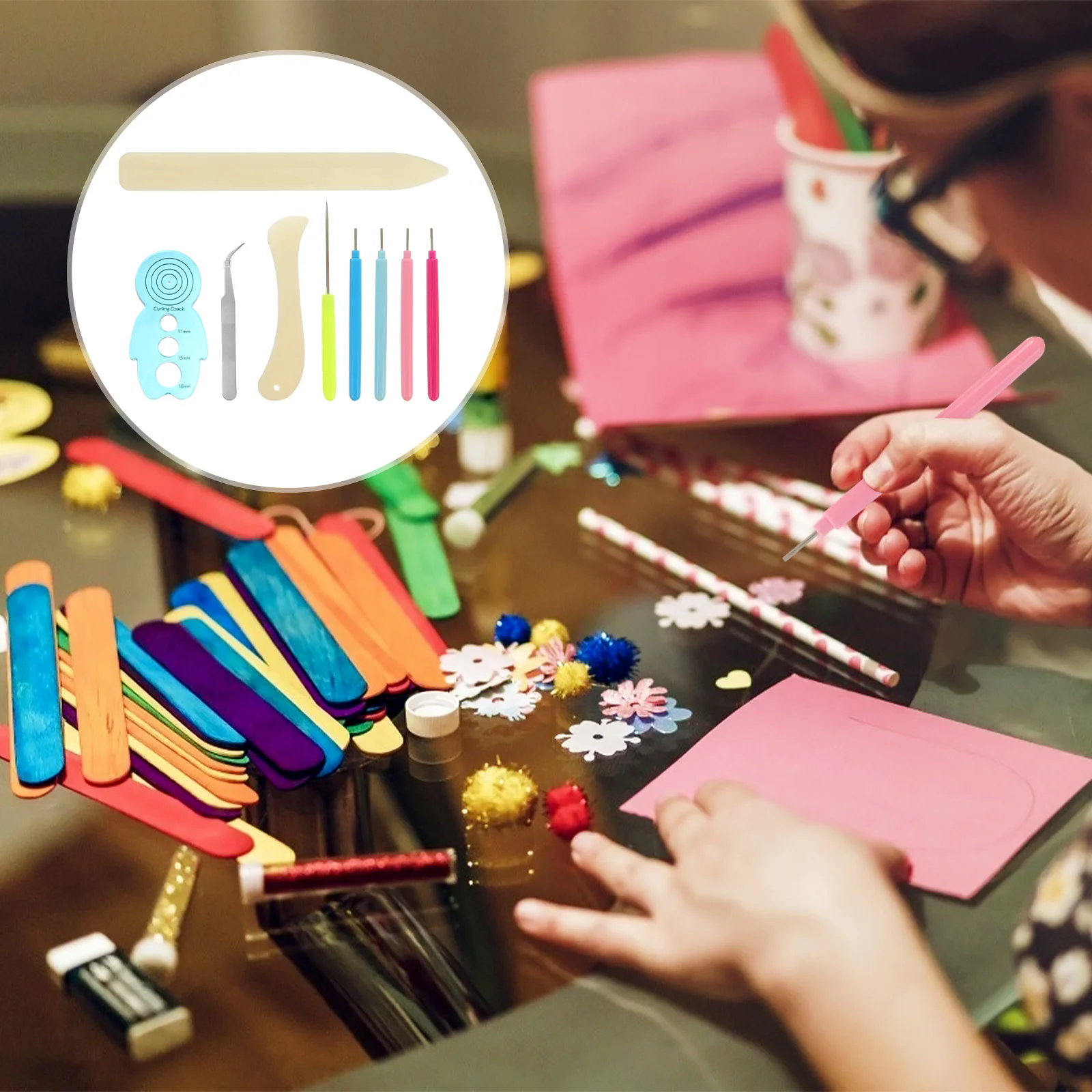 

9Pcs Paper Quilling Tools Set Rolling Needle Pens Plastic Handle Rustproof Art Craft DIY Paper Rolling Pen Kit