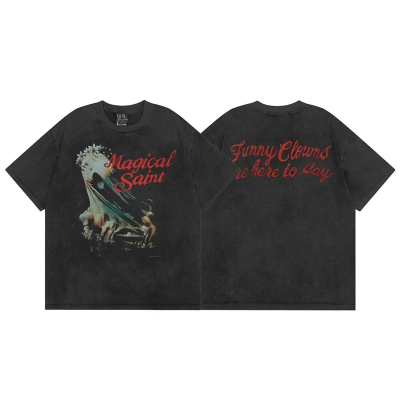 

Винтажная футболка Waed с коротким рукавом, абстрактным принтом, в американском уличном стиле, молодежная, летняя, модная, хлопковая, с круглым вырезом