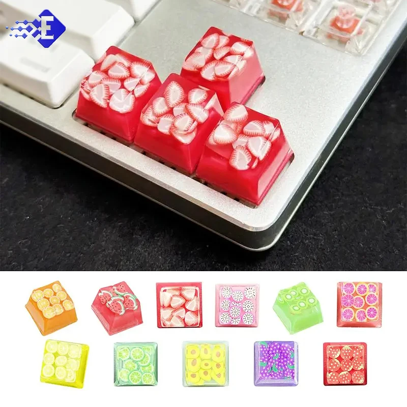 1Pcs Fruit Design Resin Keycap For Cherry Switch Mechanical Keyboard Pineappble Dragon Fruit Orange Watermelon Strawberry Keycap