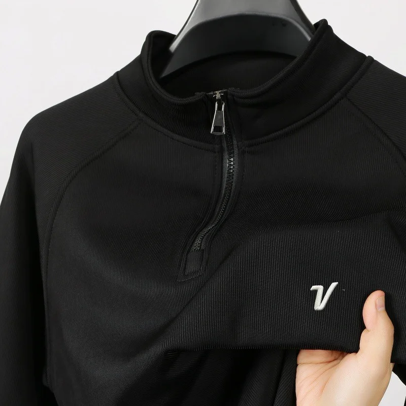 جولف ماركة الرجال البلوز سترة مطرزة نصف قلنسوة بسحاب 2025 الخريف والشتاء جمع أفخم الدافئة ملابس رياضية كاجوال #1