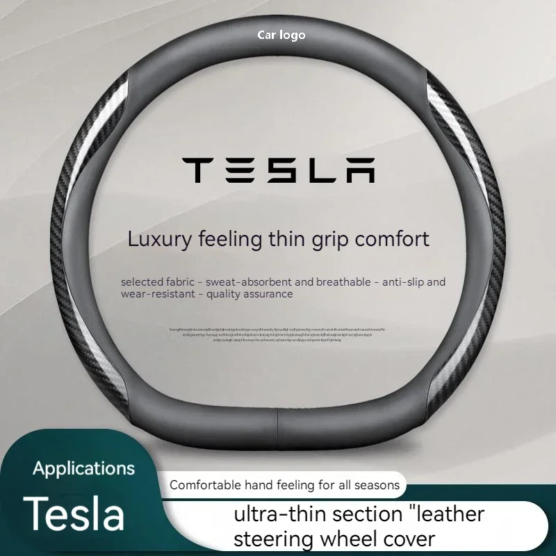 Per Tesla Model 3 Model X Model S Model Y 2021 2022 2023 car Tesla Car Suede coprivolante in pelle in fibra di carbonio