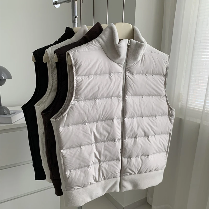 

Легкий теплый флисовый пуховый жилет, женский пушистый 90, зимние хлопковые жилеты на утином пуху, женский кардиган в корейском стиле