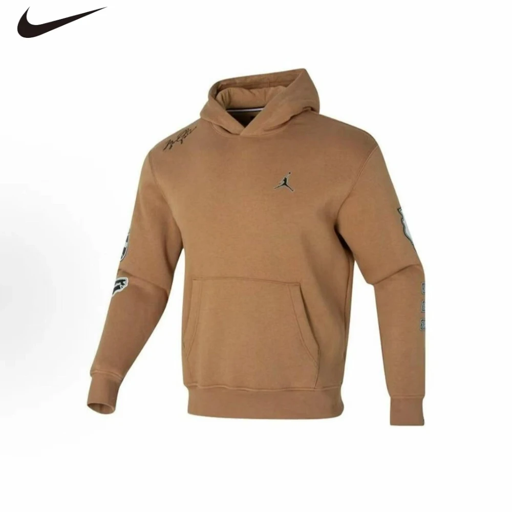 NIKE/Jordan Solid Color Sports Training Casual Hooded Long Sleeve Coffee Sweater FN4617-231