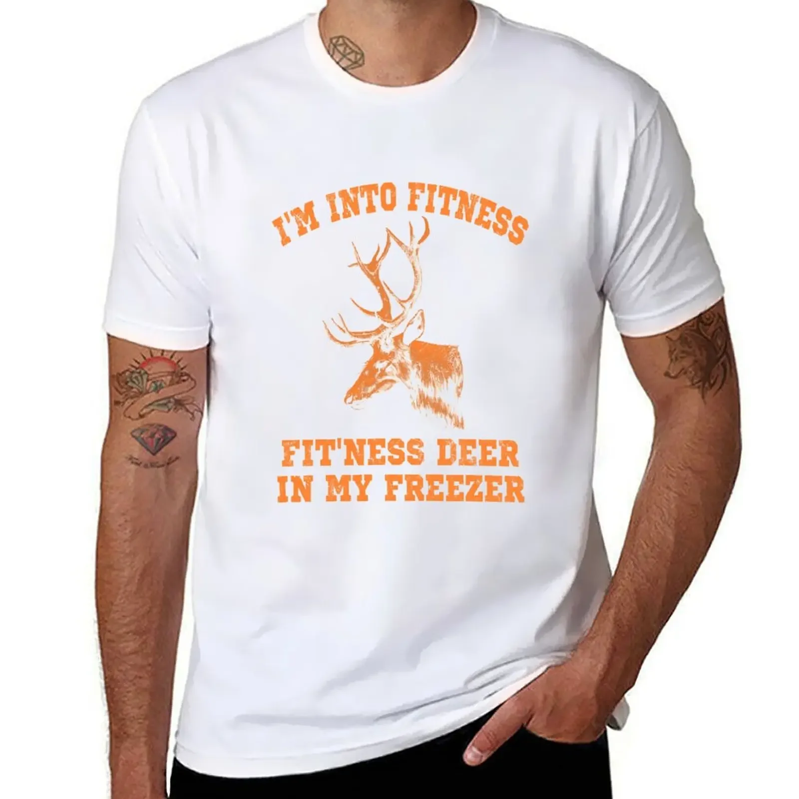 

I'm into fitness - Fit'ness deer in my freezer T-shirt blanks boys animal print mens white t shirts