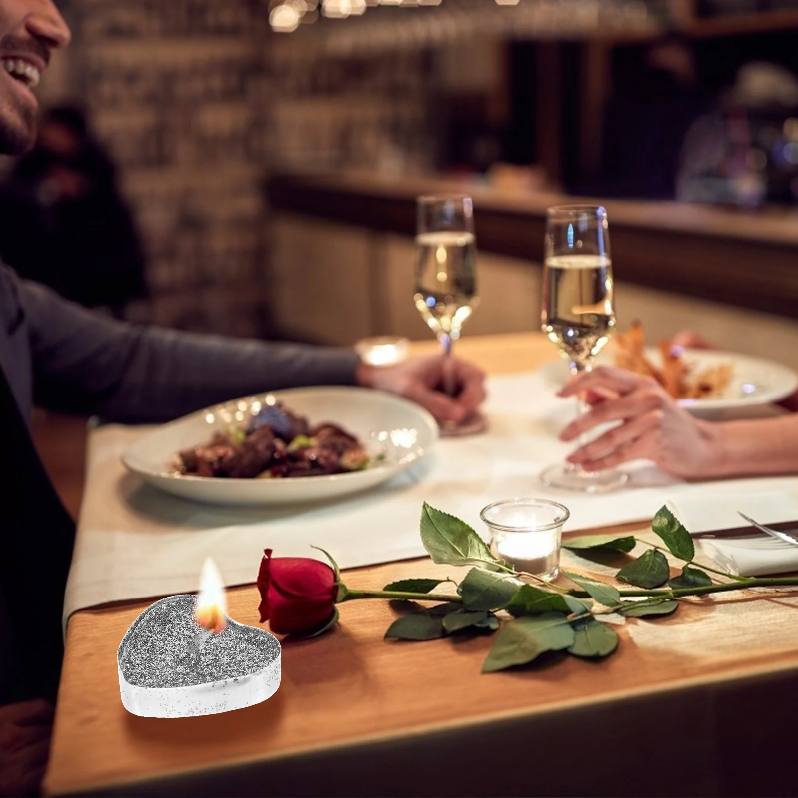 30 قطعة شكل قلب رومانسية Tealight الشموع الصغيرة دخاني البارافين الشمع الزفاف مساء الديكور شكل قلب الشموع #2