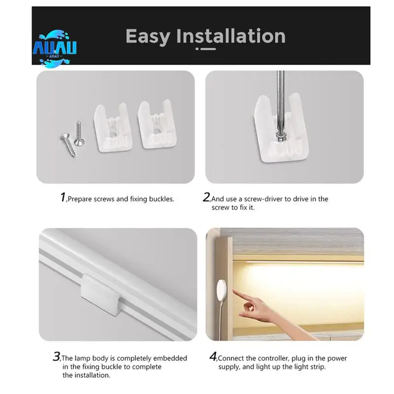 

AUAU-Sensor LED Cabinet Kitchen Light Automatic Switch Waterproof Closet Cabinet DIY Light Strip 2M -EU Plug Easy Install Easy T