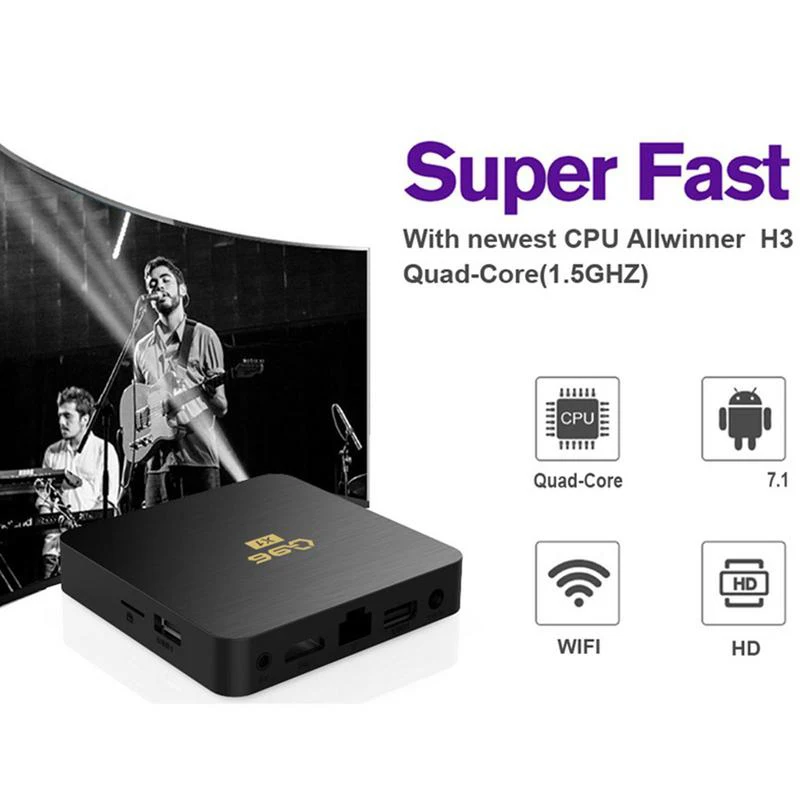 TV Box Q96 X1 Android 7.1 Allwinner H3 Quad Core 2.4G WIFI 4K Set