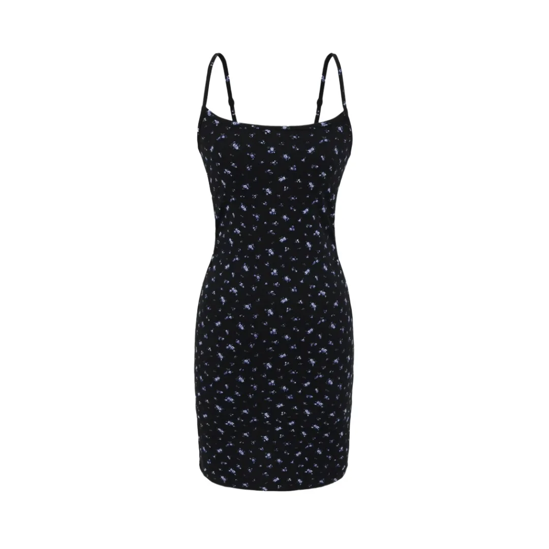 ผู้หญิงคามิส ดิตซี่พิมพ์แขนกุดสลิปมินิเดรส