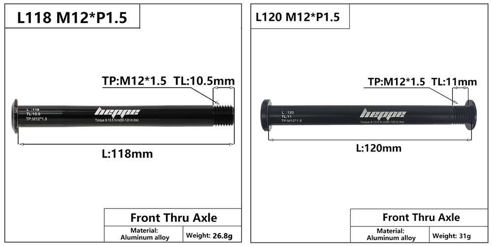 HEPPE MTB Rennrad Steckachse Vorderradgabel Welle Spieße Hinterradnabe Steckachse 12x142/148 12x100/110 Fahrrad Barrel Achse M12xP1,0/1,5 – Detail 6