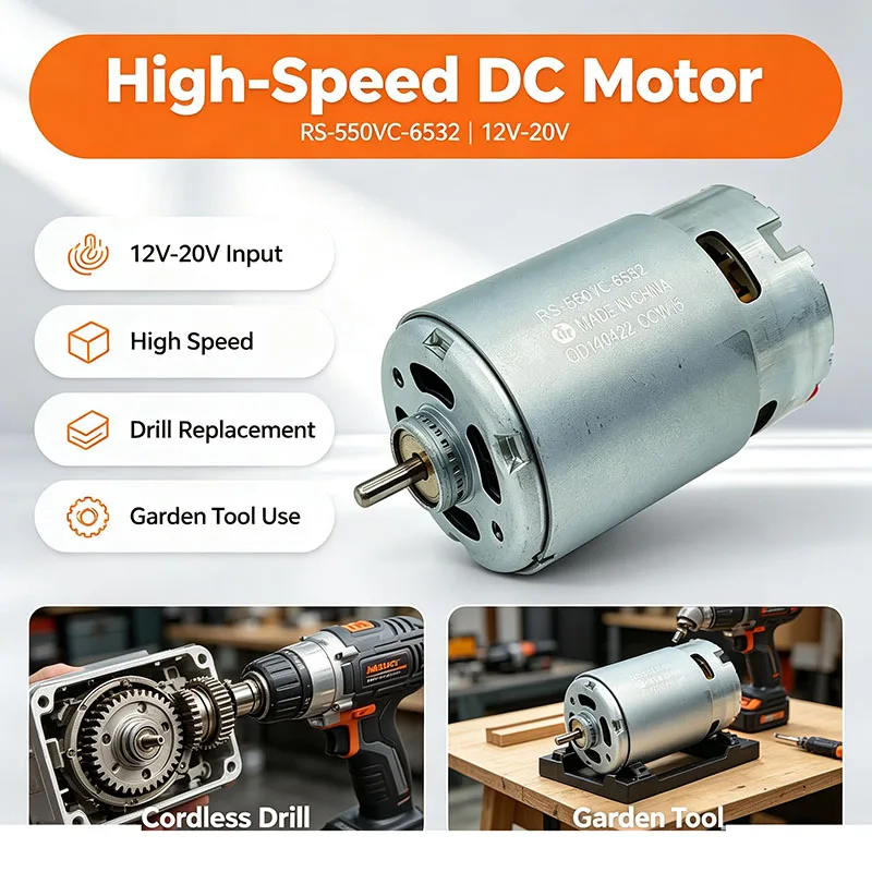 MABUCHI RS-550VC-6532 High-Speed DC Motor 12V-20V Cordless Drill & Garden Tool Motor Compatible with Makita/Worx/Bosch