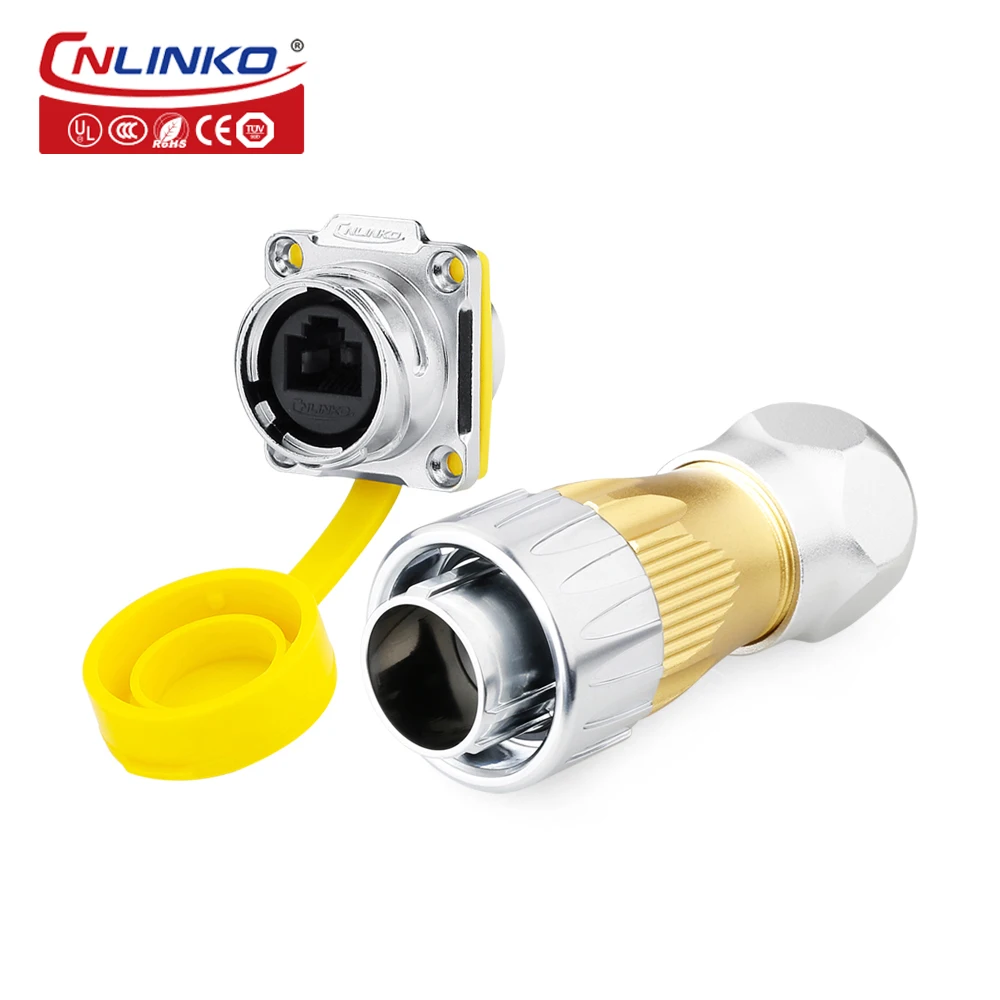 

CNLINKO DH24 RJ45 Ethernet LAN RJ45 Industrial Connector metal waterproof rj45 plug socket