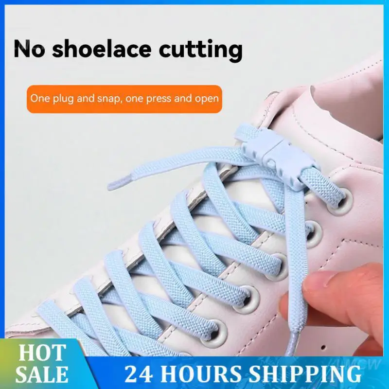 No Tie Shoe Laces Kids Adult Sports Shoes Shoe Accessories Elastic Laces Sneakers Press Lock Shoelaces New Design Colorful Flat