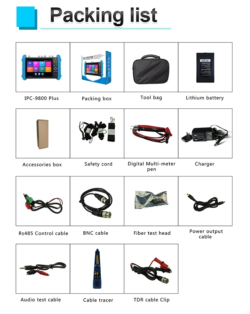 CCTV IPC Tester 8MP AHD CVI TVI CVBS SDI IP Camera Testing UTP Cable Tester Onvif  HDMI VGA input Power CCTV Test