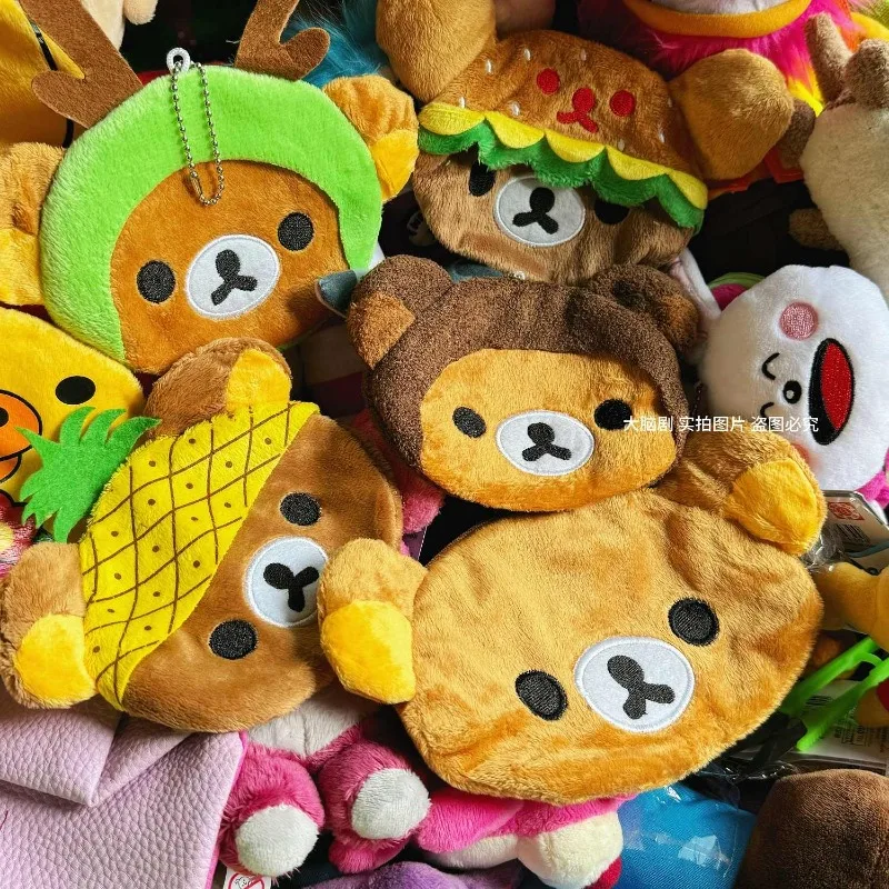 10x13cm piña Rilakkuma arrastre de felpa con cremallera monedero Mini chica bolsa de tarjeta de identificación bolsa de almacenamiento portátil varios regalo colgante