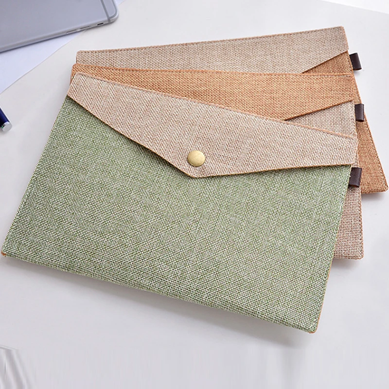 A4 A5 Linen Felt File Bag Portfolio Office Study Bag Stationery Folder Simple Big Document Bag File Folder Briefcase Office New