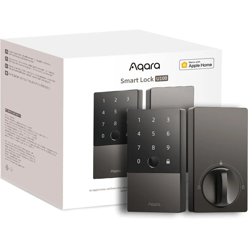 Aqara Smart Lock U100, serratura per porta d'ingresso senza chiave con impronte digitali con chiave Apple Home, tastiera Touchscreen, catenaccio elettronico Bluetooth