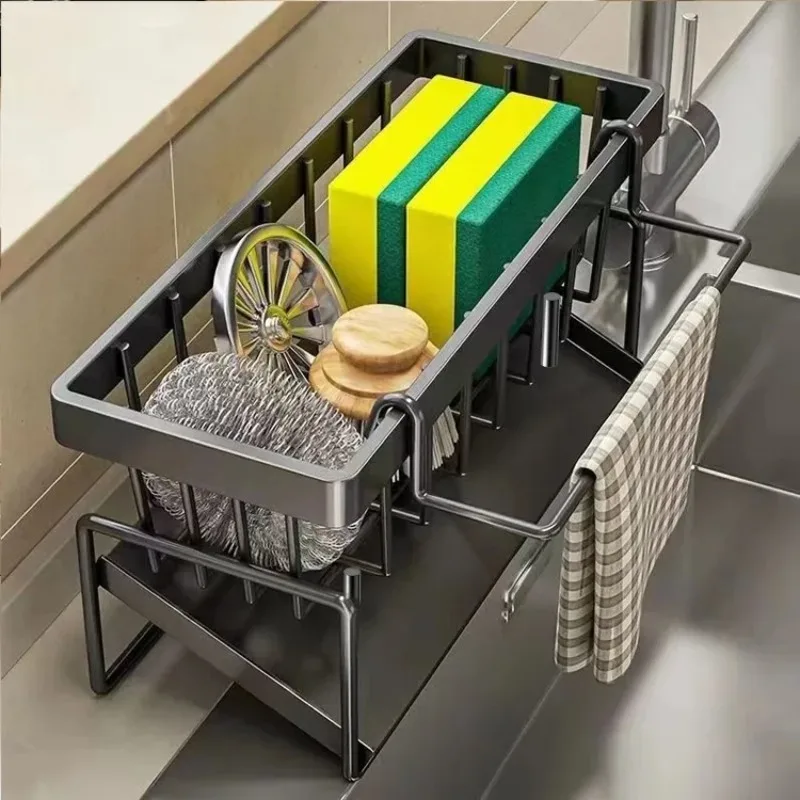 1 Peça Suporte de Armazenamento para Cozinha, Suporte para Pano de Prato, Escorredor, Organizador de Esponja e Lã de Aço para Torneira/Pia