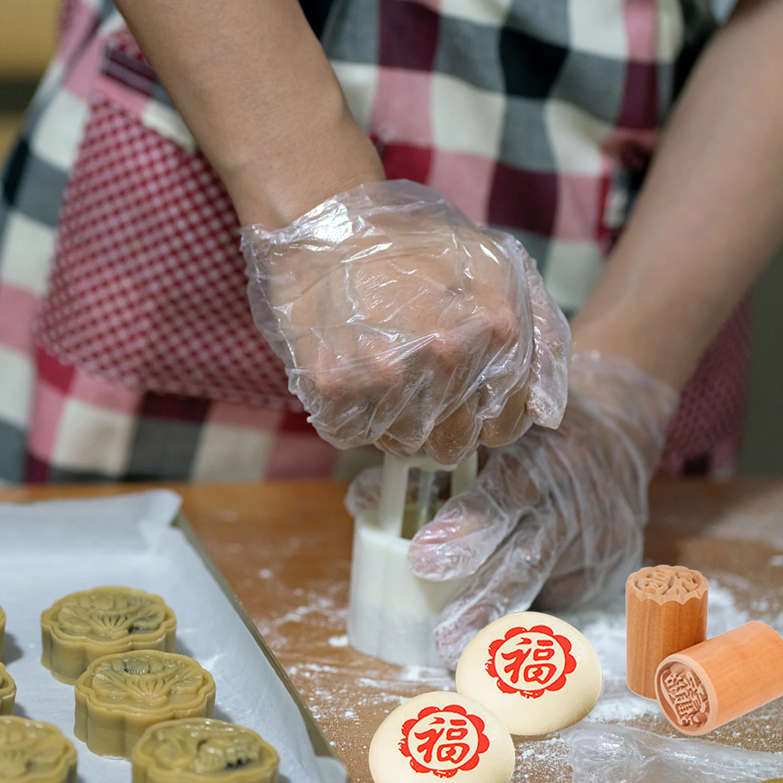

2Pcs Moon Cake Stamp Wooden Pastry Stamper DIY Cake Decorating Tools Cookie Mold Baking Press Cookie Stamps
