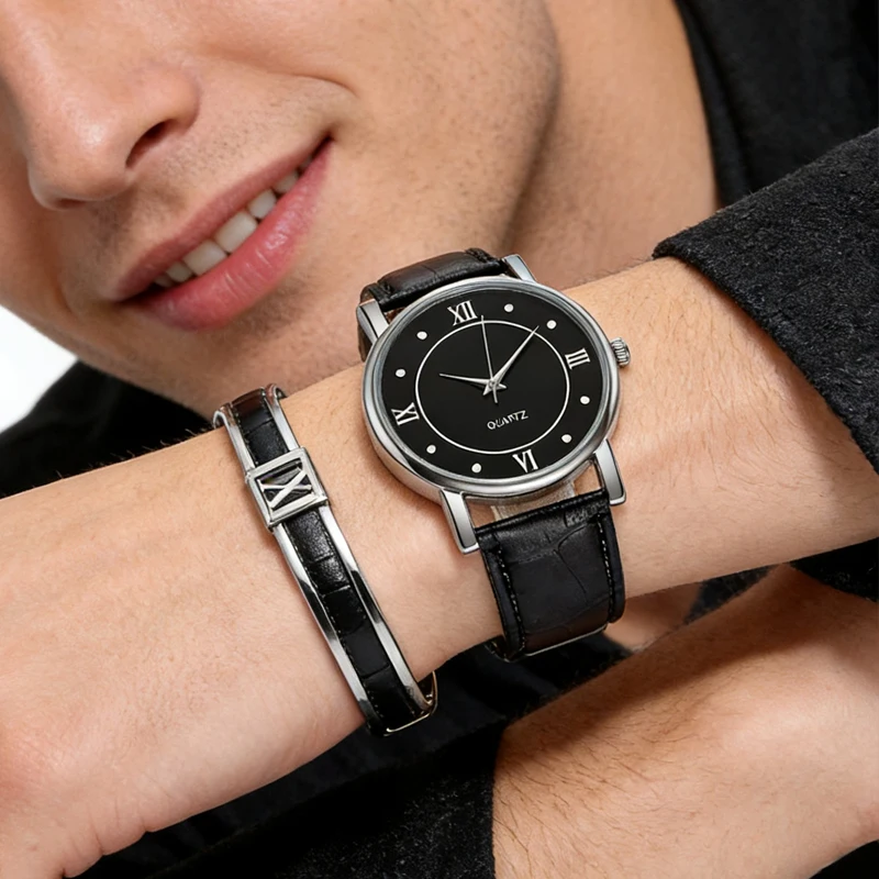 

Men Watches Business Wrist Watch Luxury Leather Strap Analog Watches Quartz Wristwatches Clock Men Women Casual Simple Watch