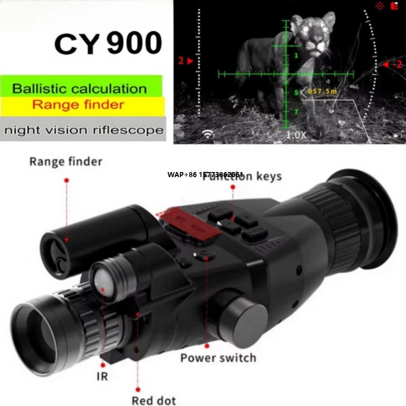 

CY900 Night Vision Scope with Wifi Range Finder Ballistic Calculation Hunting Trail IR Hunting 5000J Monocular