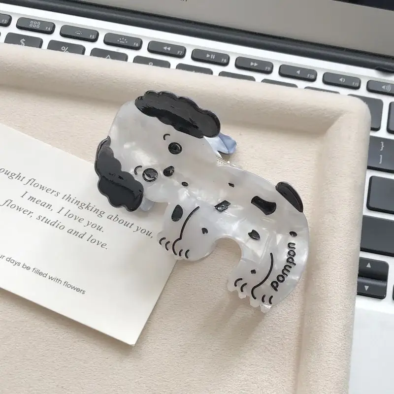 

1pc Happy Hug Puppy Acetic Acid Scratch Clip Cute Spotted Dog Shark Clip Hair Clip Non collision Style Cartoon Niche