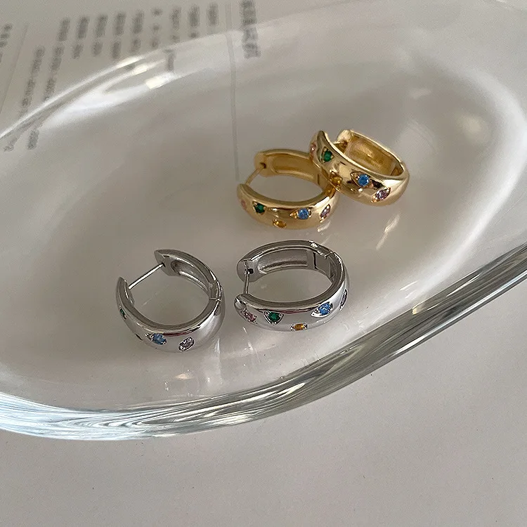 

Colorful Zircon Rainbow Hoop Earrings for Women Multicolor Crystal 925 Silver Needle Earring Piercing Wedding Jewelry Gifts