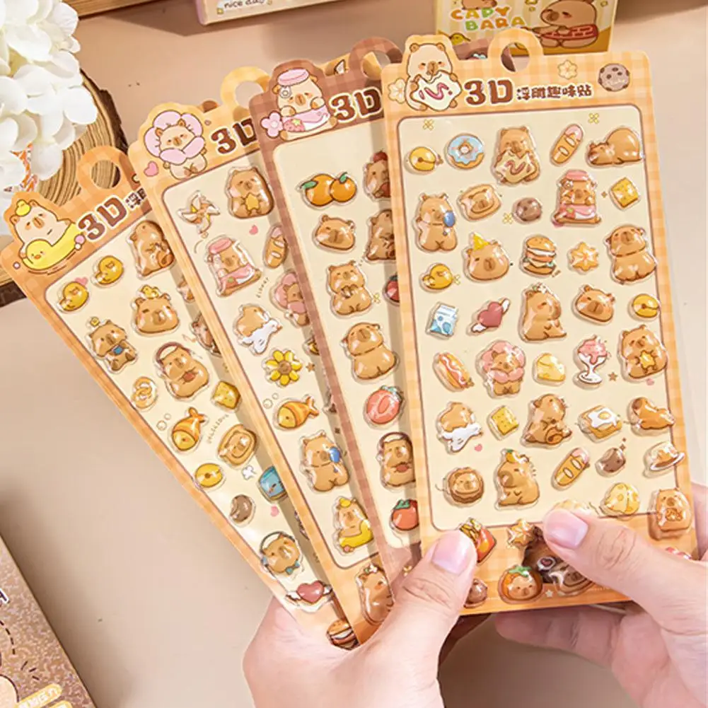 4-حزمة ثلاثية الأبعاد تنقش منتفخ ملصقات للأطفال والفتيات لطيف الكرتون أبل/كاواي شخصية الشارات سكرابوكينغ المجلات
