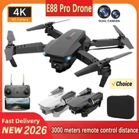 Dron E88Pro Profesional con Flujo Óptico, Cámara Dual 4k, Fotografía Aérea, Aeronave de Cuatro Ejes, Quadrotor RC, Juguetes para Niños ﻿ Nuevo 2026