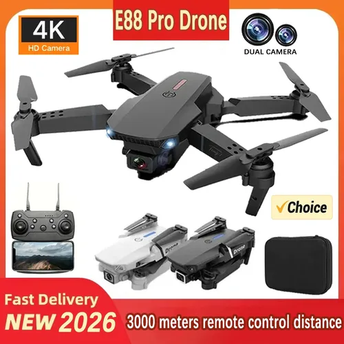 Imagen 1 del producto Dron E88Pro Profesional con Flujo Óptico, Cámara Dual 4k, Fotografía Aérea, Aeronave de Cuatro Ejes, Quadrotor RC, Juguetes para Niños Nuevo 2026