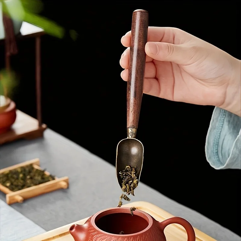 A Black Sandalwood Alloy Spoon Inspired by Zen, Ideal for Tea And Coffee - Great for Kung Fu Ceremonies And Festive Gatherings
