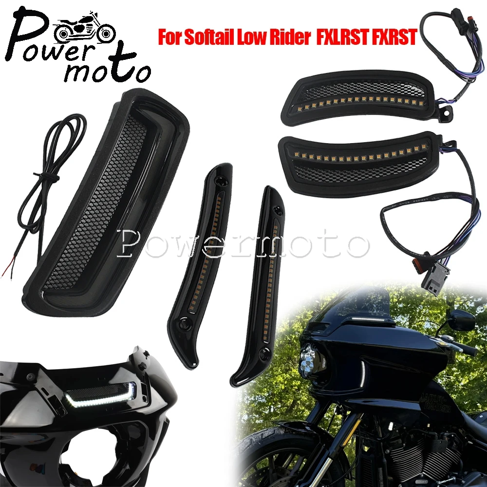

Motorcycle Accessories LED Fairing Vent Trim Lights Turn Signals For Harley Softail Low Rider ST FXLRST 2022-2024 El FXRST 2022