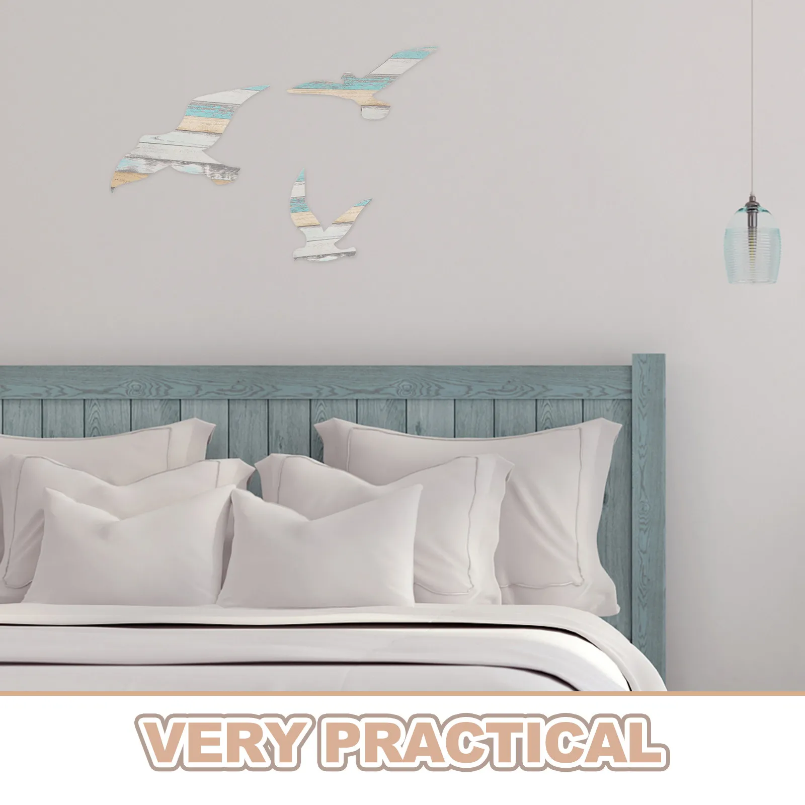 3Pcs Seagulls Wall Hanging Decor Wooden Nautical Birds Coastal Mediterranean Ornament Beach Home Wall Decoration