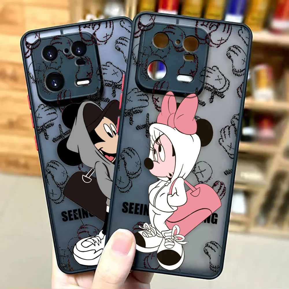 

Cute Mickey Mouse Minnie Matte Phone Case for Xiaomi 13 12 12S 12T 11 11T 10 10T 10S 9 6X 5X PRO LITE 5G Ultra Case Funda Shell