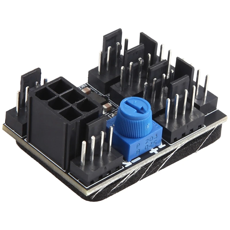 Top-3-Pin 4-Pin Fan Adapter PWM PC Case Cooling Fan Hub 8-Way Splitter 12V Speed Controller With 6-Pin Power Port