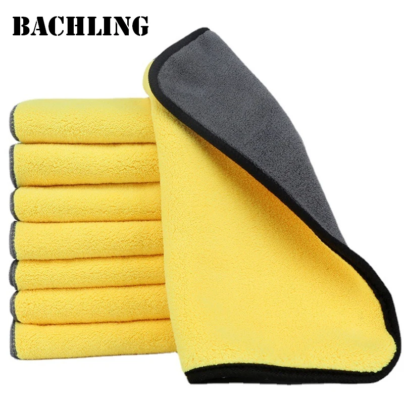 10/1Pcs Double Layer Microfiber Car Cleaning Cloths Professional Detailing Car Window Glass Detailing Drying Auto Wash Supplies