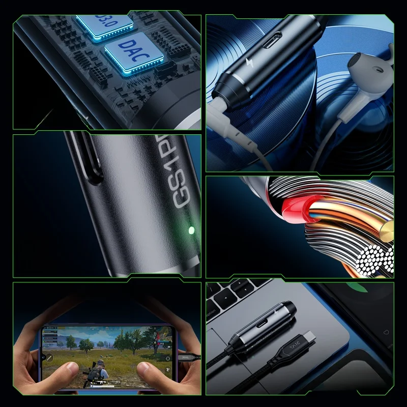 كابل محول Piva GSpro 2 في  بواجهة pe-C محول سماعات رأس للتابلت شحن سريع PD خط تحويل حصري للألعاب مناسب لأجهزة آبل آيباد برو