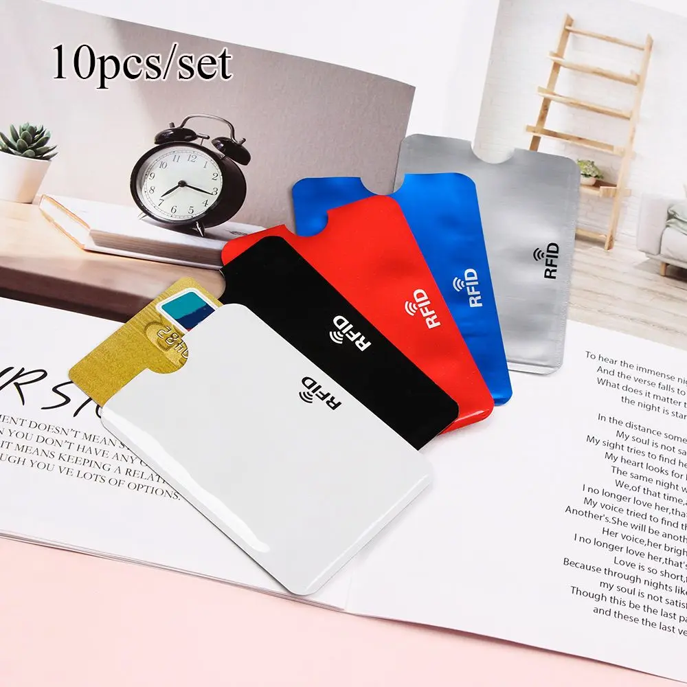 10Pcs RFID Slim Credit Card Protector Safety Anti Theft Blocking Card Holder Sleeve Skin Case Covers Protection Bank Card Case