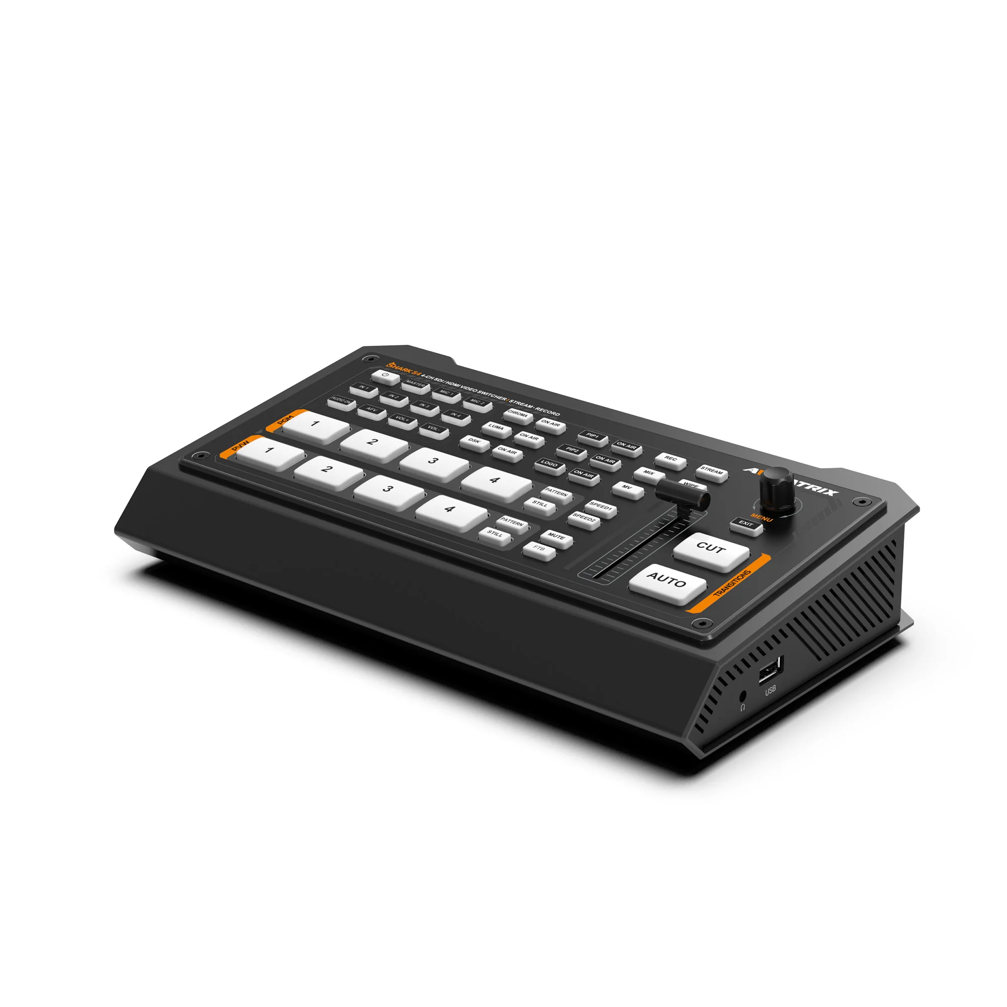 AVMATRIX S4 New All-in-One Solution Live Streaming 2-Channel for 2-Channel 3G-SDI Metal Multi Camera Video Switcher Mixer