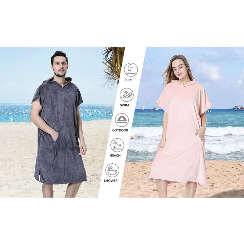 Changing bathrobe, swimming, quick drying cloak, surfing, diving, hooded bath towel, beach cape, windproof and warm