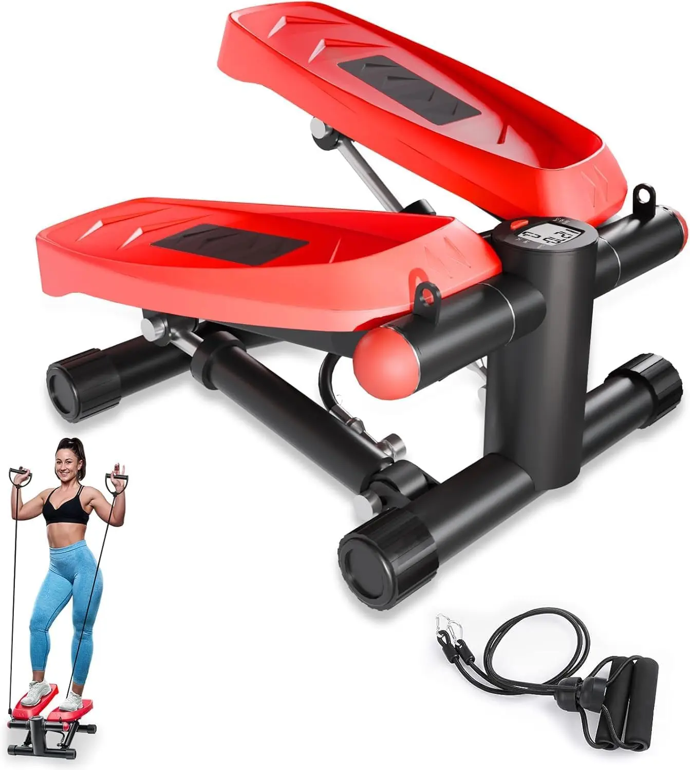 Steppers for Exercise at Home, Mini Stair Step Workout Machine with Resistance Bands, Air-Powered Stair Steppers for Exercise, C