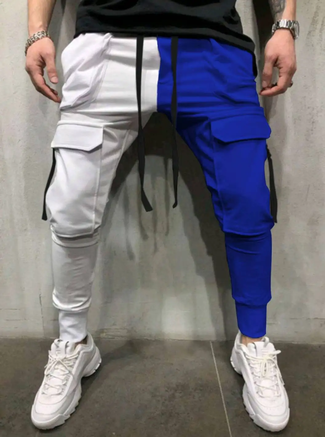 Spring And Autumn New Trend Men\'s Casual Sports Pants Matching Color Leisure Fitness Yin Yang Hip Hop High Street Cargo Pants