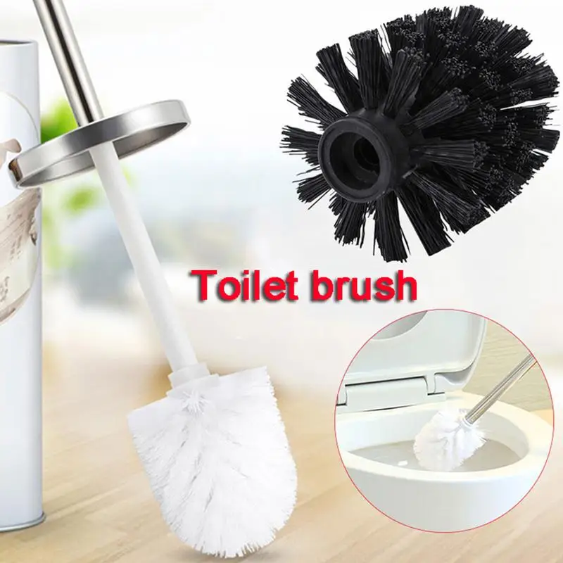 Universal Replacement Toilet Brush Head Holder Round White And Black Ball Shaped Toilet Brushes Home  Bathroom Supplies