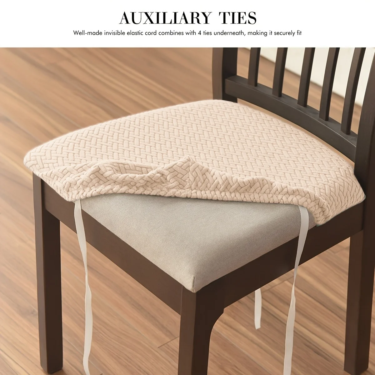 1/4/6pcs Stretchable Jacquard Dining Chair Seat Covers, Elastic Fit, Machine Washable, Modern Style, Integrated Design view 3