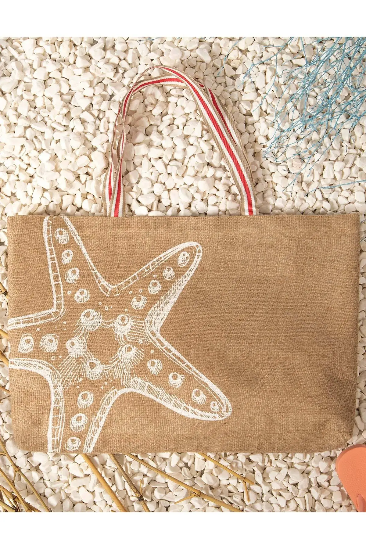 Sea Star Printed Jute Beach Bag