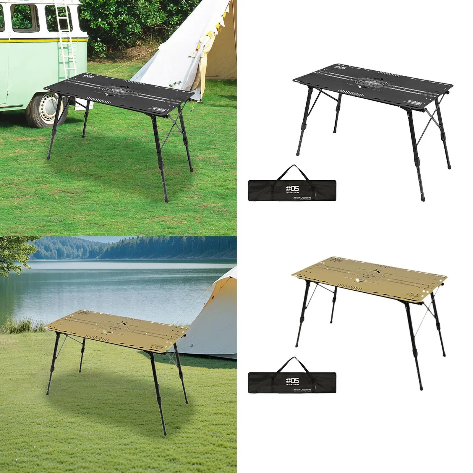 

Camping Table Adjustable Height Portable Camping Furniture Lightweight Desk with Storage Bag for Patio Hiking Picnic Backyard