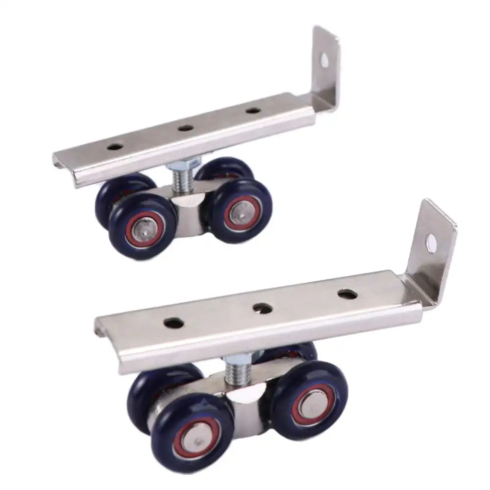 2pcs/set Runners Durable Sliding Door Roller Convenient Metal Rail Track Pulley Replaceable Mini Hanging Wheels Wood Door