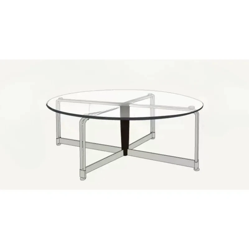 Nordic Mid-Ancient Stainless Steel Glass Tea Table Tempered Oval Tea Table Small Apartment Living Room Coffee Table furniture