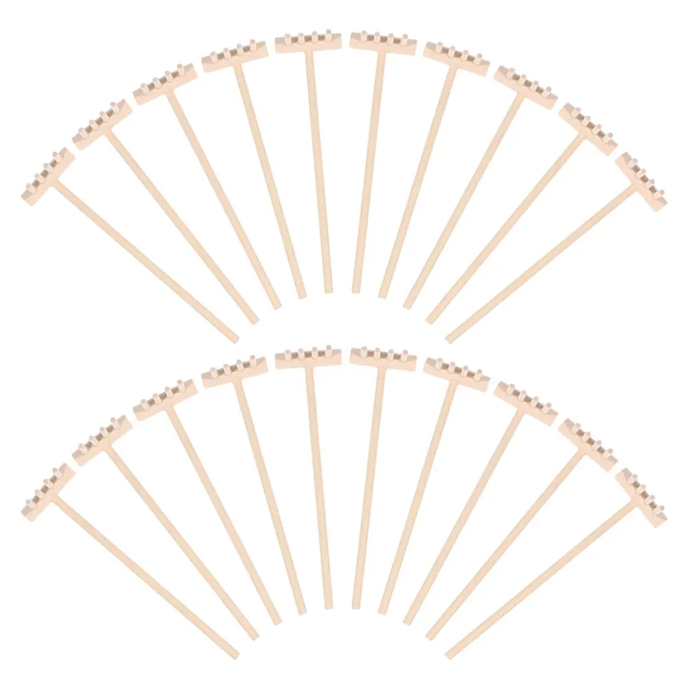 20 個ミニ禅庭熊手ツール竹砂熊手砂トレイ瞑想卓上ガーデンアクセサリーミニチュアガーデニングツール