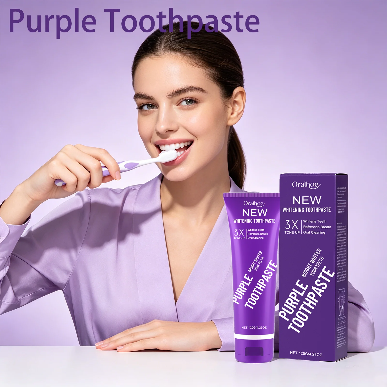

120G Purple Toothpaste Mint Formula Deep Clean Teeth Brighten And Shine Up Refreshing Fresh Breath Oral Cleansing Toothpaste